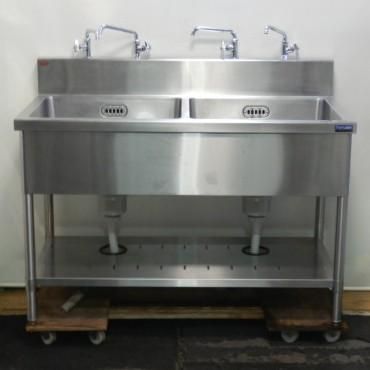 3 マルゼン 業務用 ステンレス 2槽 シンク W1200 D600 H800(+150)mm 厨房 BS2-126 槽内寸W545D458深255mm W120 D60 H80(+15)cm