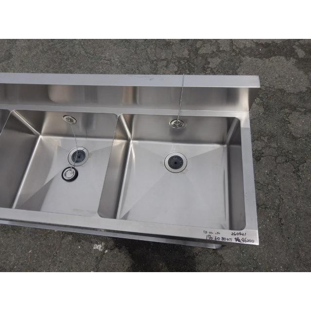 (代引不可)業務用 ステンレス 3槽 シンク W1700 D600 H800(+150)mm 厨房 槽内寸W535D470深240mm W170 D60 H80cm (代引不可)業務用 ステンレス 3槽 シンク W1700 D600 H800(+150)mm 厨房 槽内寸W535D470深240mm W170 D60 H80cm