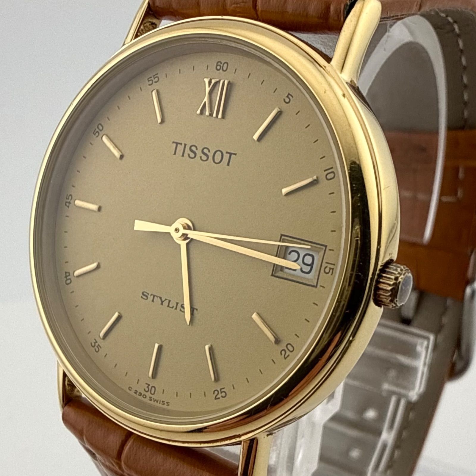 TISSOT ティソ ゴールド文字盤 C290 メンズ 腕時計 クォーツ 稼働品 