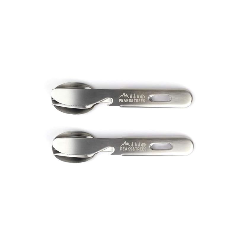 【新品】 PEAKS&TREES ピークス＆ツリーズ アウトドア 非常用 カトラリー 3pc セット 【 スプーン フォーク ナイフ 】 【燕三条製】 (2個セット) 1