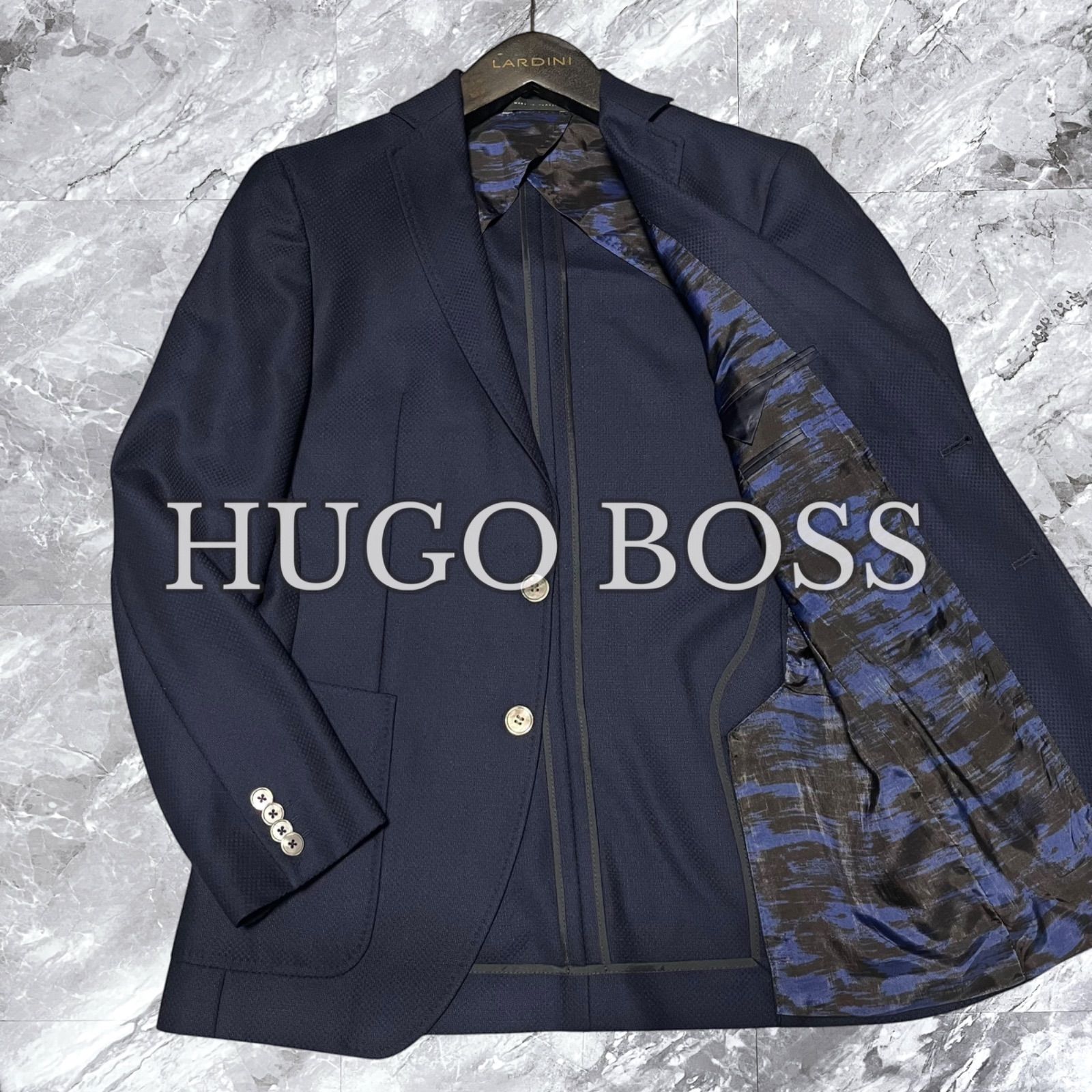 極美品 HUGO BOSS ヒューゴボス テーラードジャケット 鹿の子 ウール 