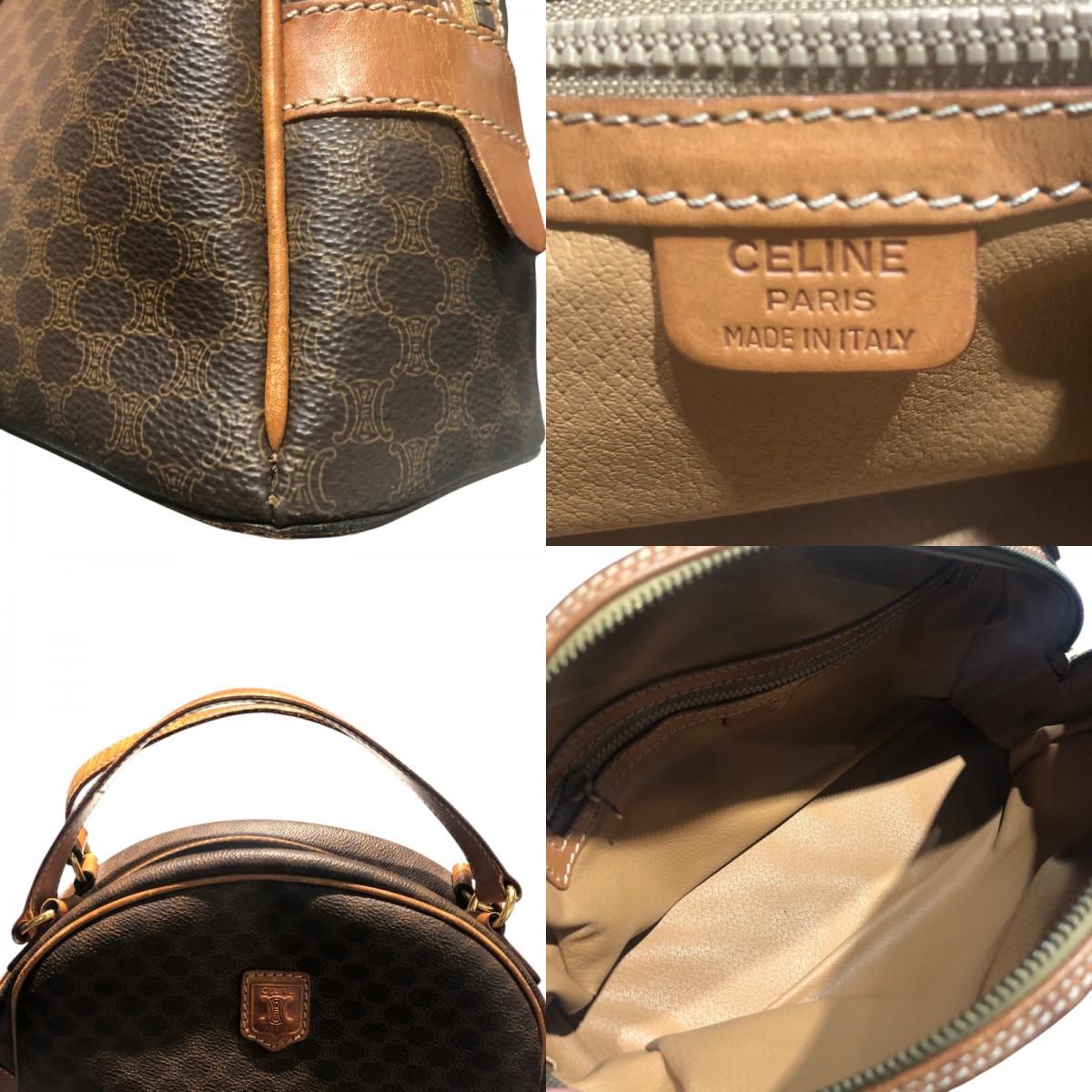 セリーヌ CELINE マカダム ハンドバッグ ブラウン PVC レディース