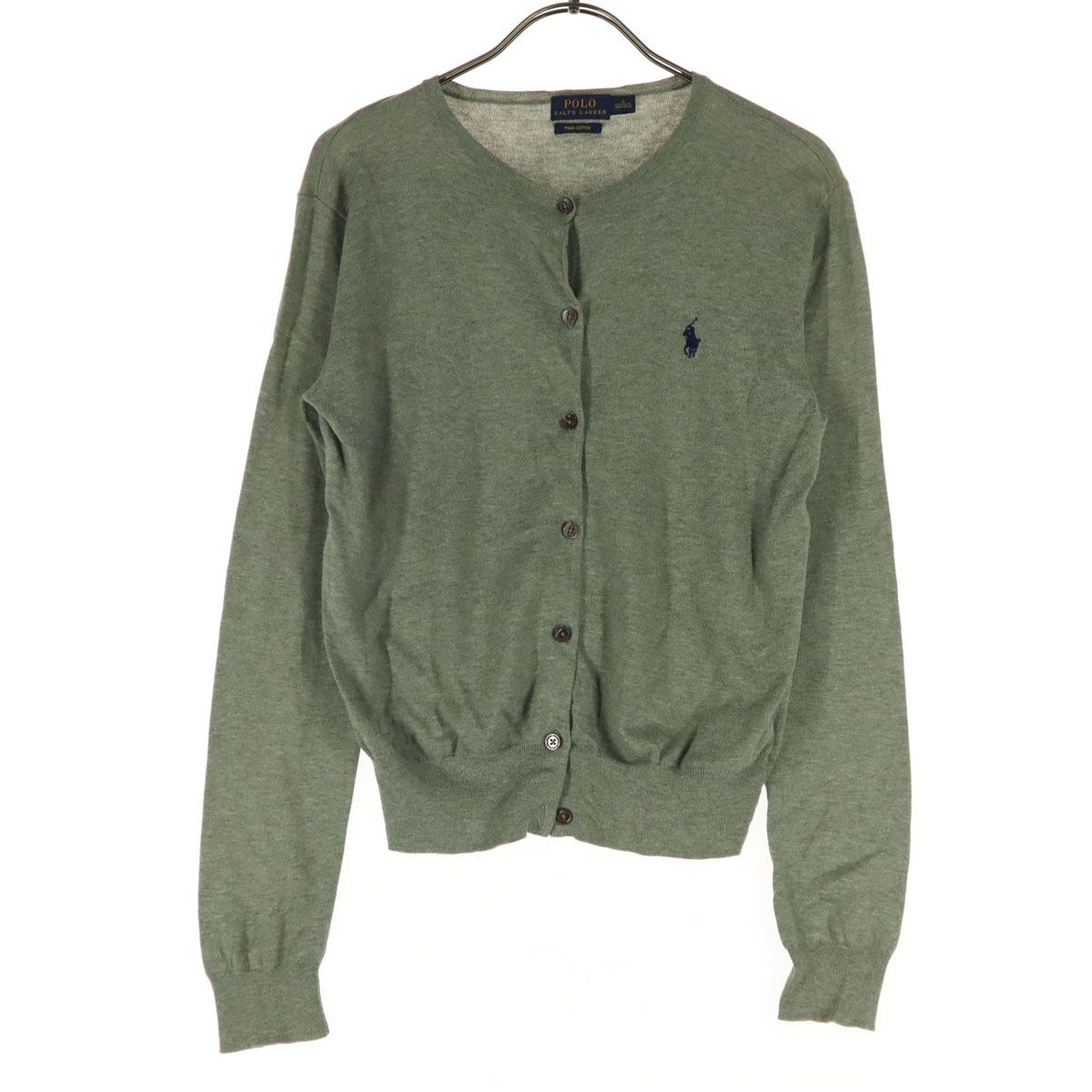 POLO RALPH LAUREN ポロラルフローレン ワンポイントロゴ 長袖 カーディガン 160 グレー キッズ 古着
