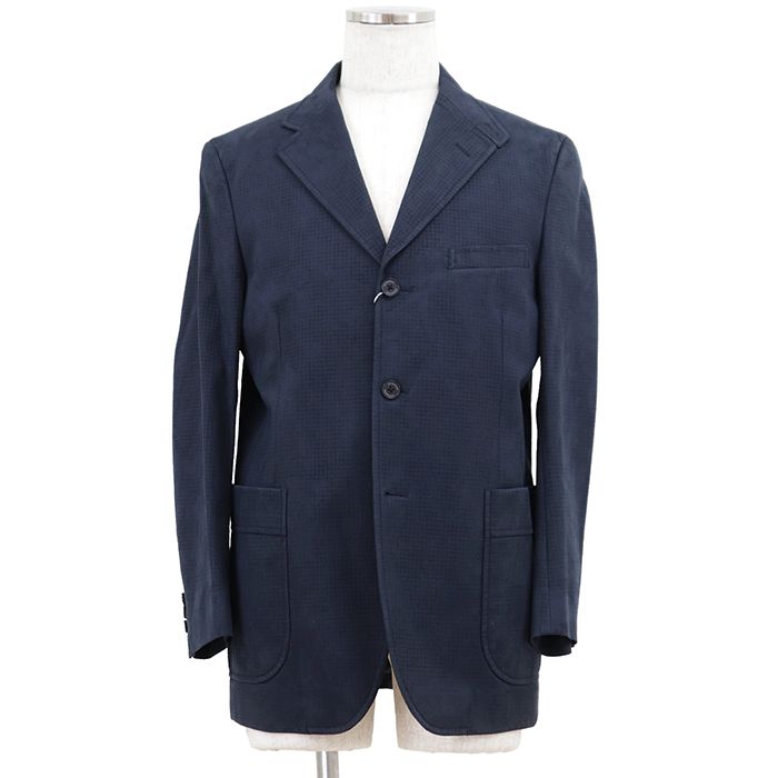 SALE【未使用】BURBERRY LONDON バーバリーロンドン テーラードジャケット サイズ M メンズ フェイクヌバック アマレッタ ハウンドトゥース 千鳥格子柄 アウター タグ付属 ネイビー 紺 SALE【未使用】BURBERRY LONDON バーバリーロンドン テーラード