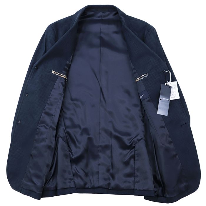 SALE【未使用】BURBERRY LONDON バーバリーロンドン テーラードジャケット サイズ M メンズ フェイクヌバック アマレッタ ハウンドトゥース 千鳥格子柄 アウター タグ付属 ネイビー 紺 SALE【未使用】BURBERRY LONDON バーバリーロンドン テーラード