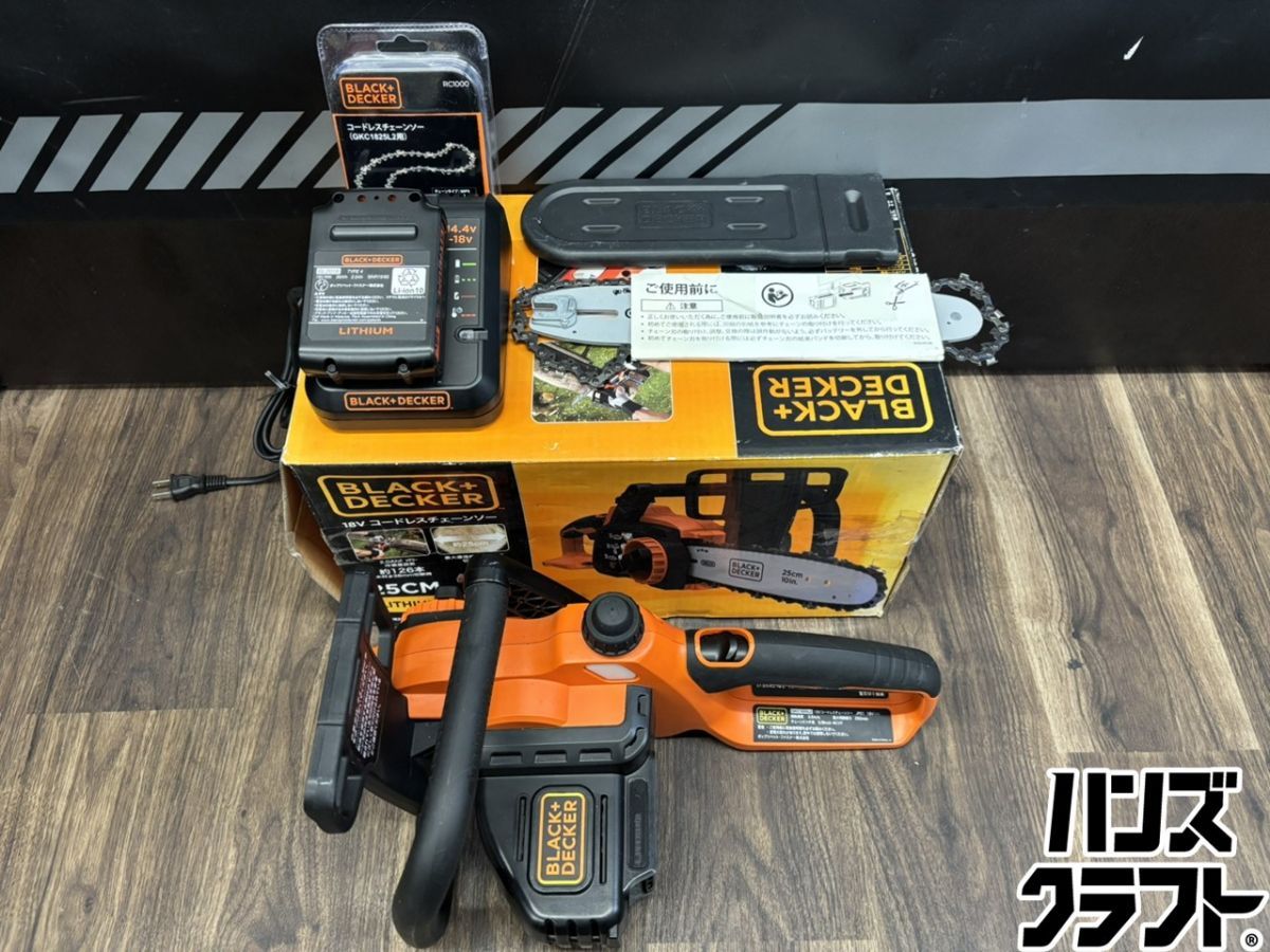♭【中古美品】B＆D GKC1825L2 コードレスチェーンソー 18V バッテリー 