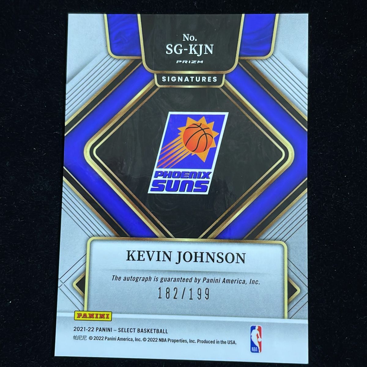 Kevin Johnson ケビン・ジョンソン Panini Select 2021-2022 /199 Auto 