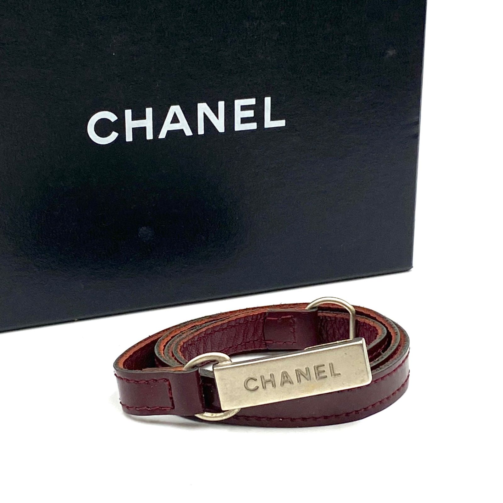 CHANEL シャネル　ココマーク バックルベルト レザー ボルドーレディース CHANEL シャネル ベルト レザー ロゴバックル シルバー ボルドー系