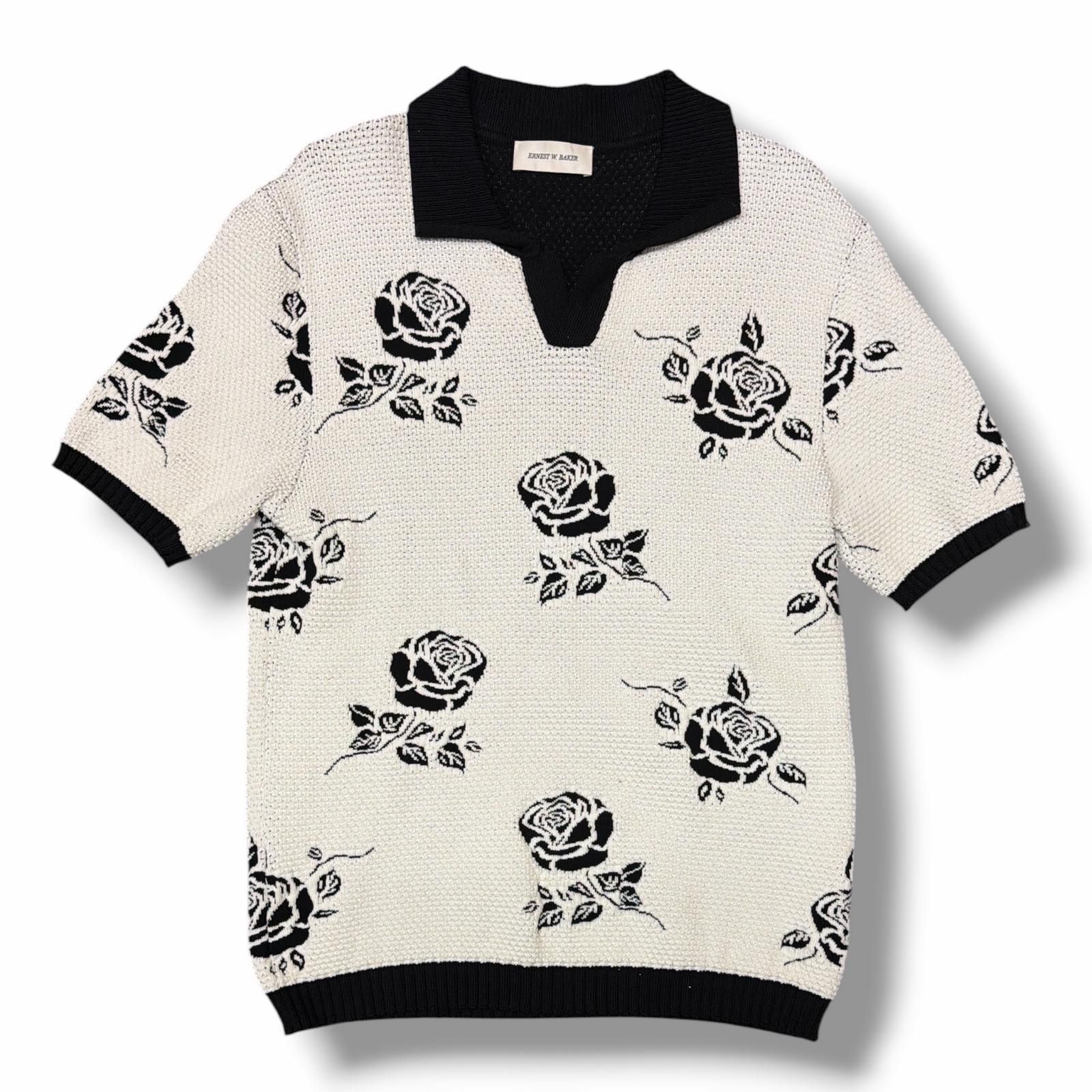 ERNEST W. BAKER ポロシャツ 参考上代56100円 ERNEST W. BAKER ローズニットポロシャツ 半袖