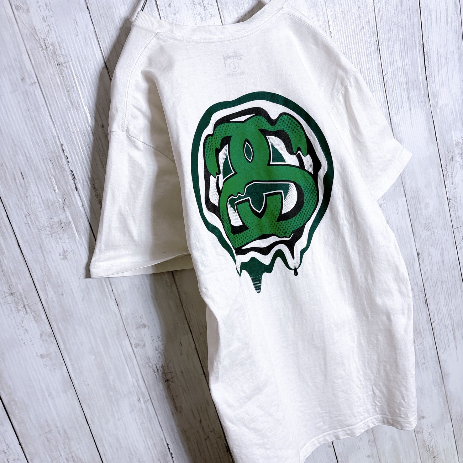 極美品 00s STUSSY ムービングロゴ SSリンク 両面プリント ロンT 入手困難】00s 古着 ステューシー STUSSY SSリンク 両面プリント 半袖T