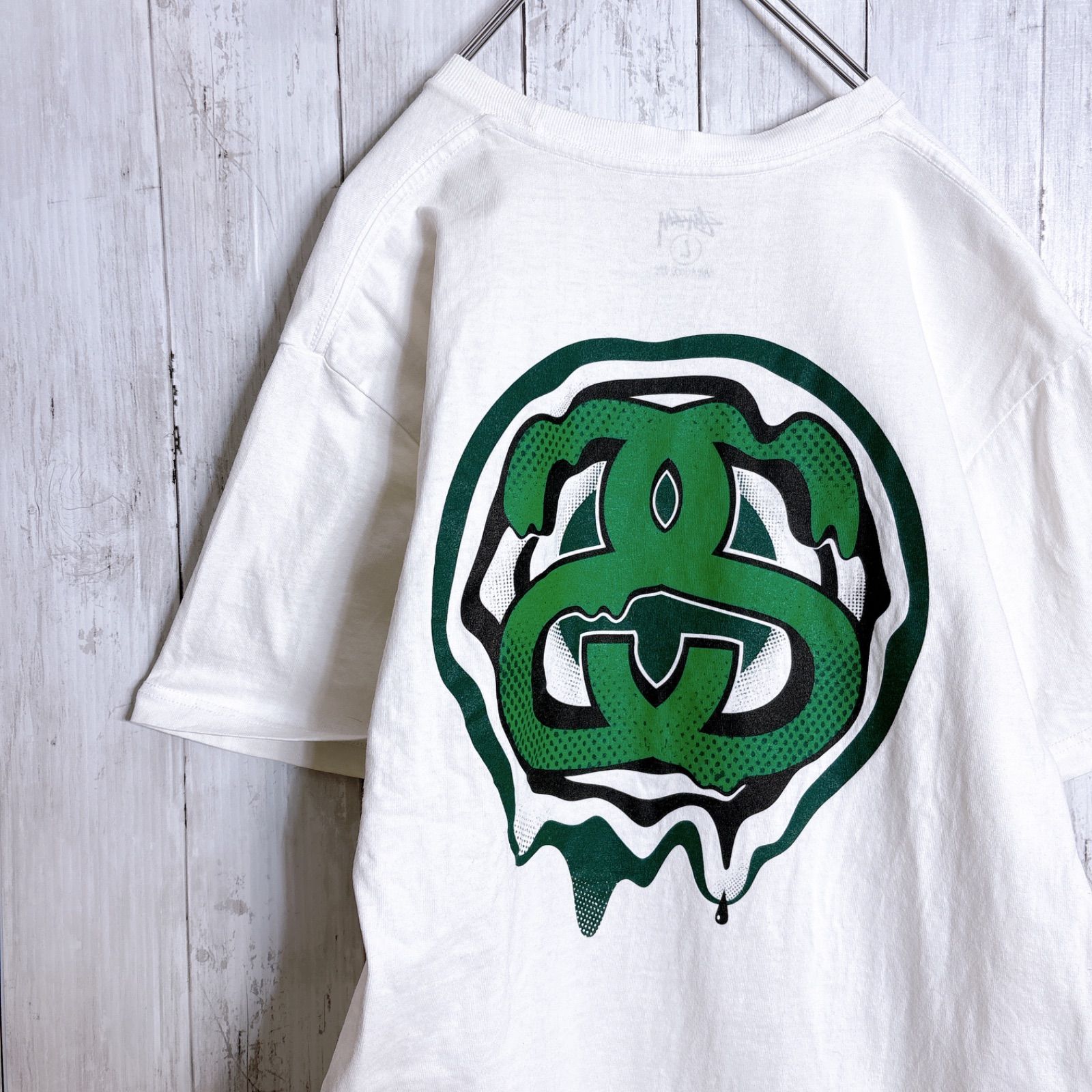 極美品 00s STUSSY ムービングロゴ SSリンク 両面プリント ロンT 入手困難】00s 古着 ステューシー STUSSY SSリンク 両面プリント 半袖T