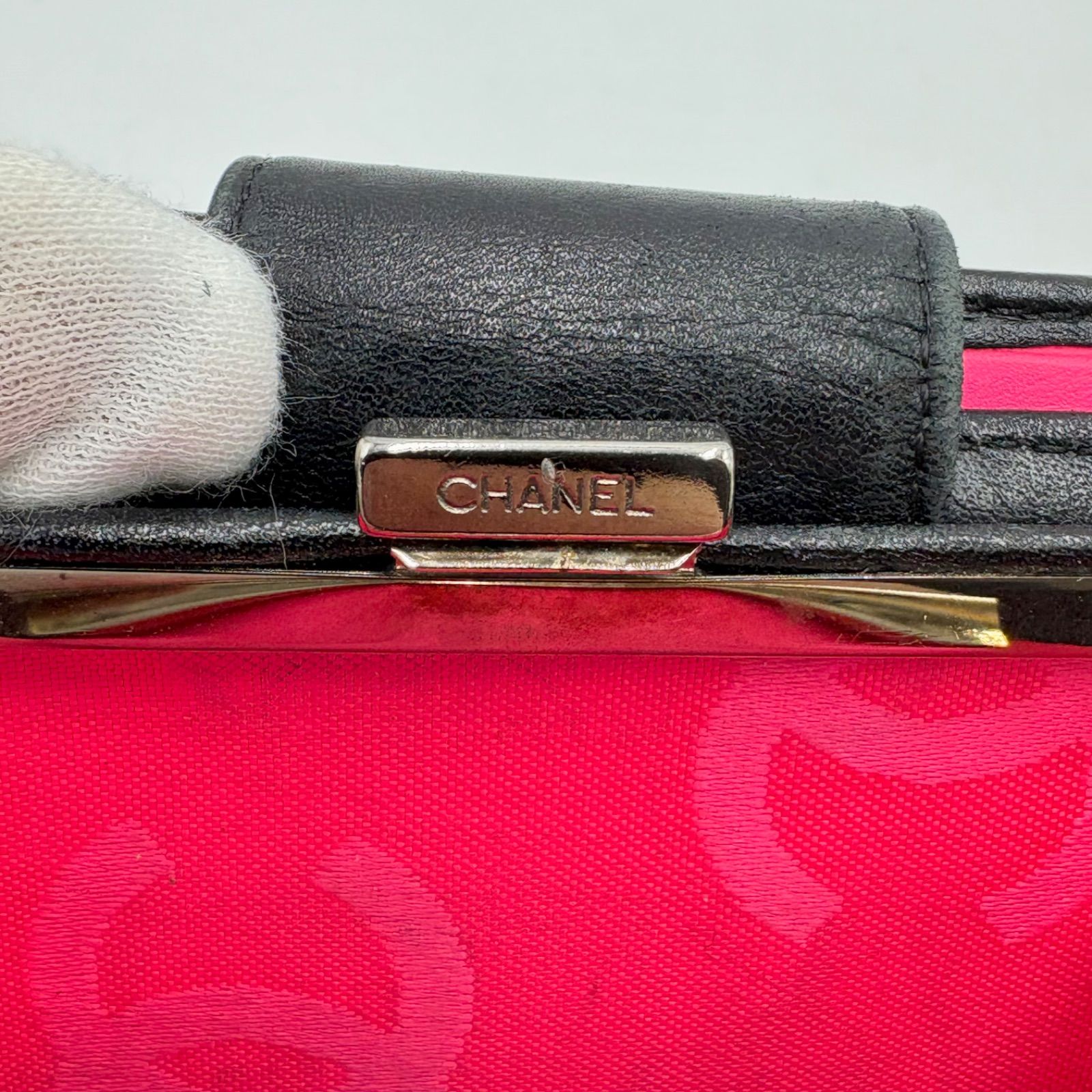 CHANEL シャネル カンボンライン がま口 コンパクトウォレット 折り