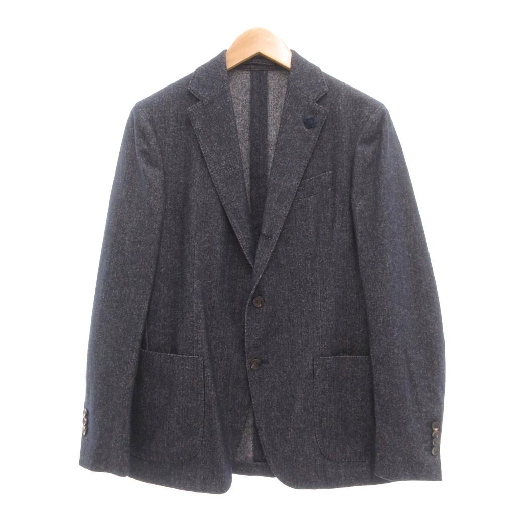 美品 LARDINI カシミヤ混 ニット テーラードジャケット ブートニエール ラルディーニ LARDINI テーラードジャケット カシミヤ混