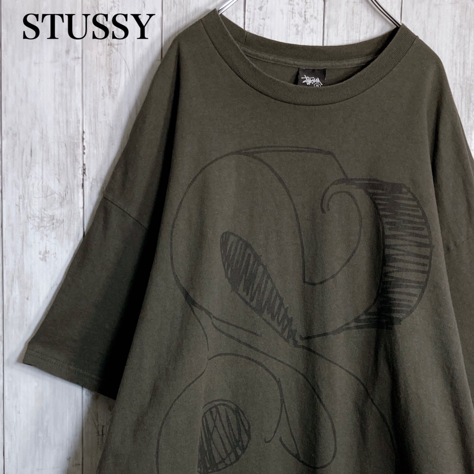 【お宝古着】00s Vintage 古着 ステューシー STUSSY ブラックカーキ Sロゴ 半袖Tシャツ #1871