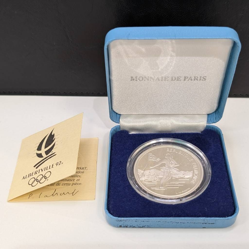 豊】アルベールビル冬季オリンピック記念 100フラン銀貨 保管ケース
