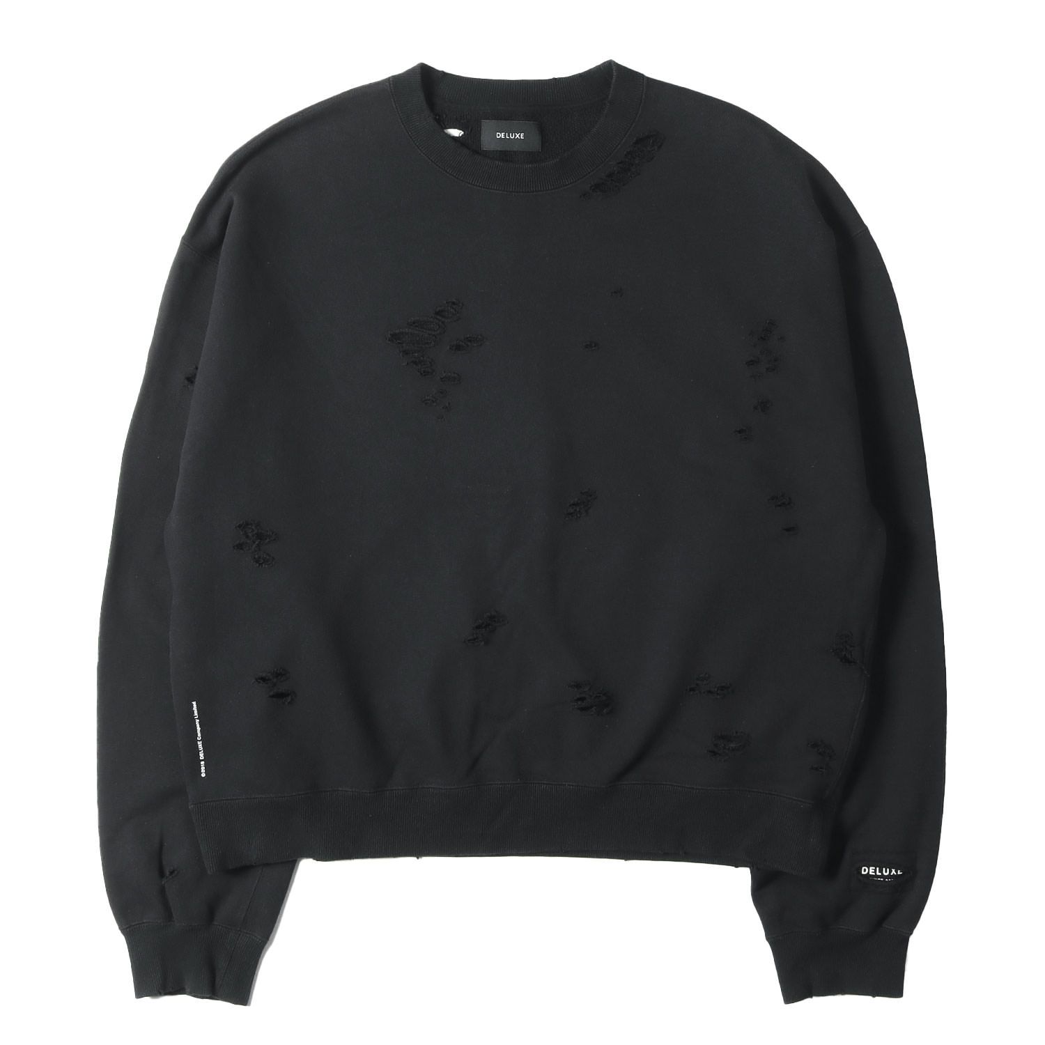 DELUXE デラックス スウェット ブラック 黒 サイズ:L | 24AW ダメージ