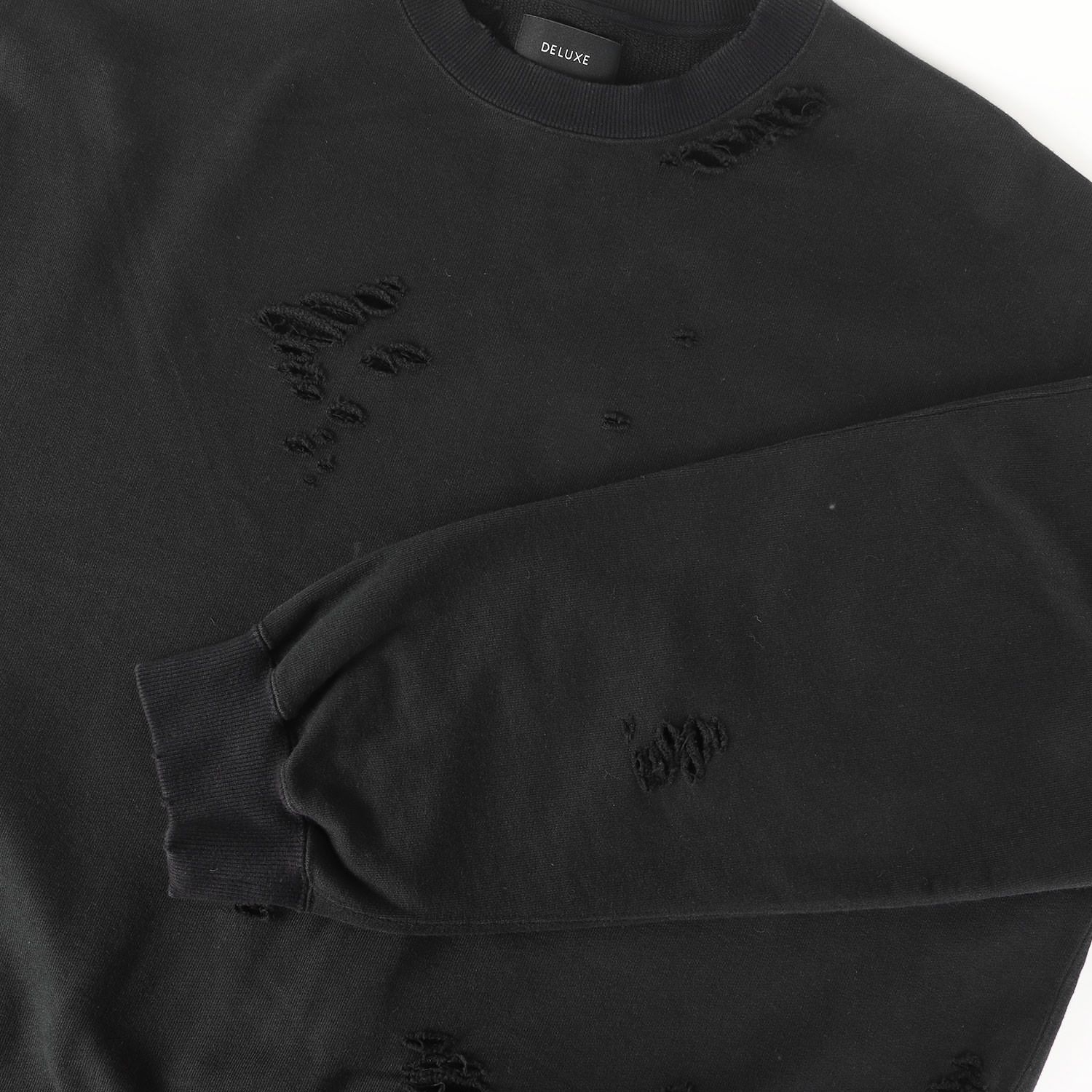 DELUXE デラックス スウェット ブラック 黒 サイズ:L | 24AW ダメージ