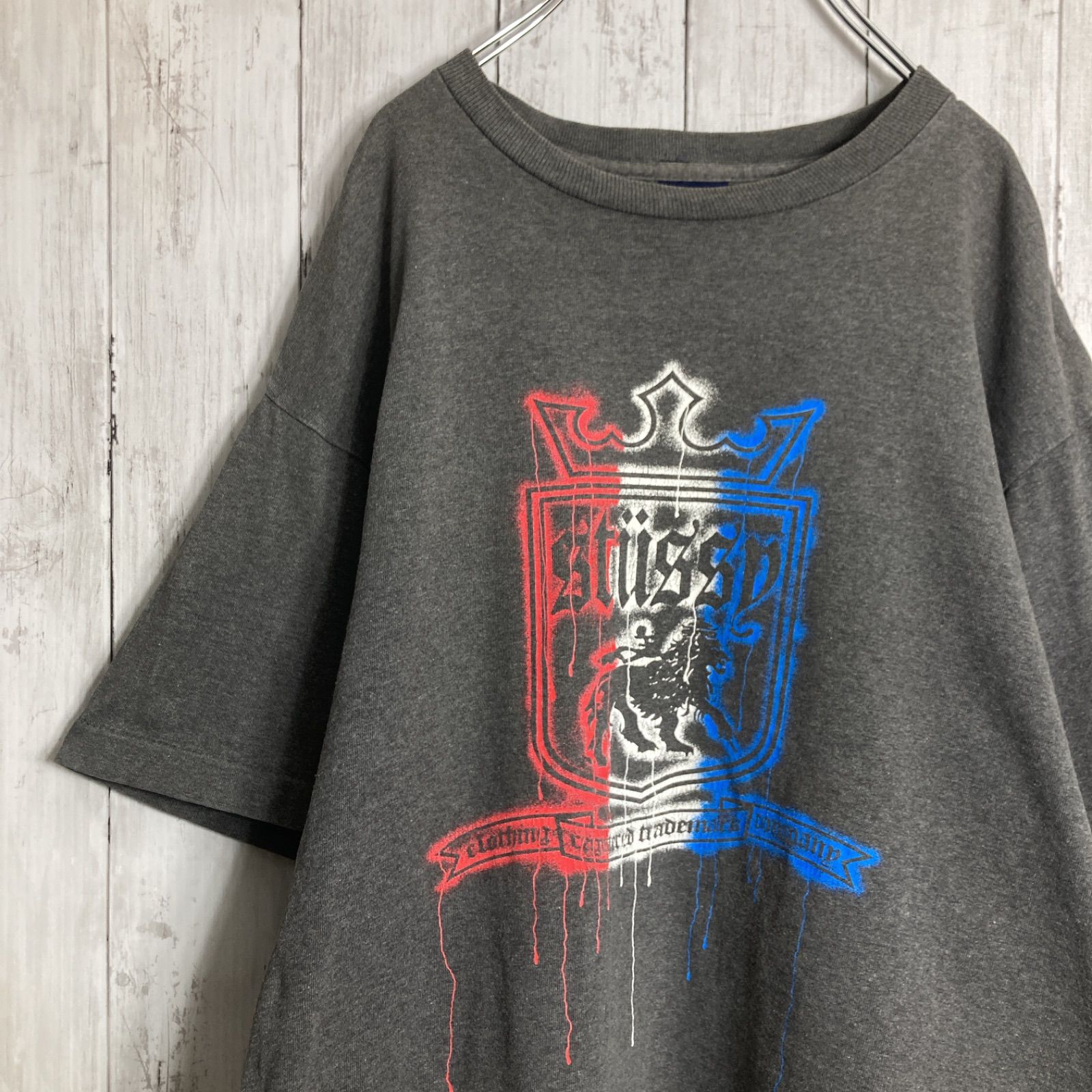 【入手困難】90s USA製 Vintage 古着 OLD STUSSY ステューシー ダークグレー 半袖Tシャツ #239