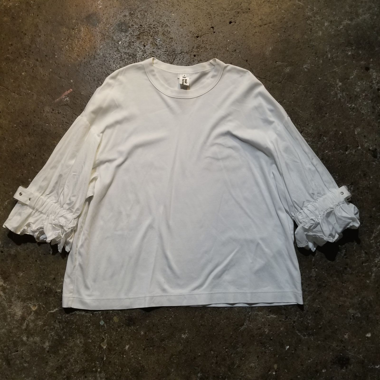 【美品】  noir kei ninomiya / ノワール ケイニノミヤ | AD2019 2020SS | ジャージー ブロード前後切替 ベルテッドカットソー Tシャツ | S | ホワイト | レディース noir kei ninomiya（ノワールケイニノミヤ）Tシャツ・カットソー 白