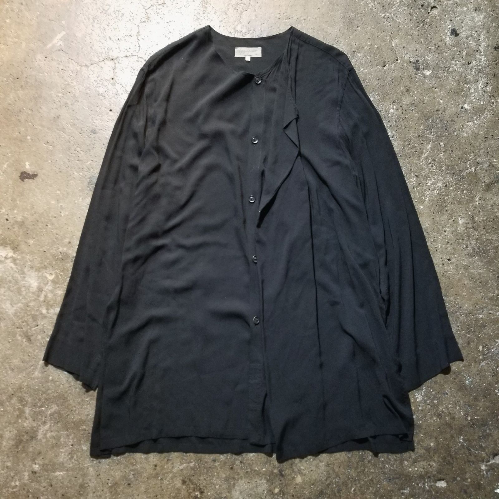 Yohji Yamamoto POUR HOMME 20ss 左二重ノーカラーレーヨンシャツ 2 