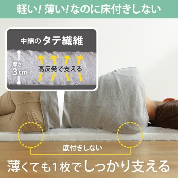 敷き布団 ダブル 除湿 吸湿する1枚で寝られるオールインワン敷布団 karari カラリフトン カラリ ダブル 敷布団 洗える 防ダニ 三つ折り 除湿シート 吸湿