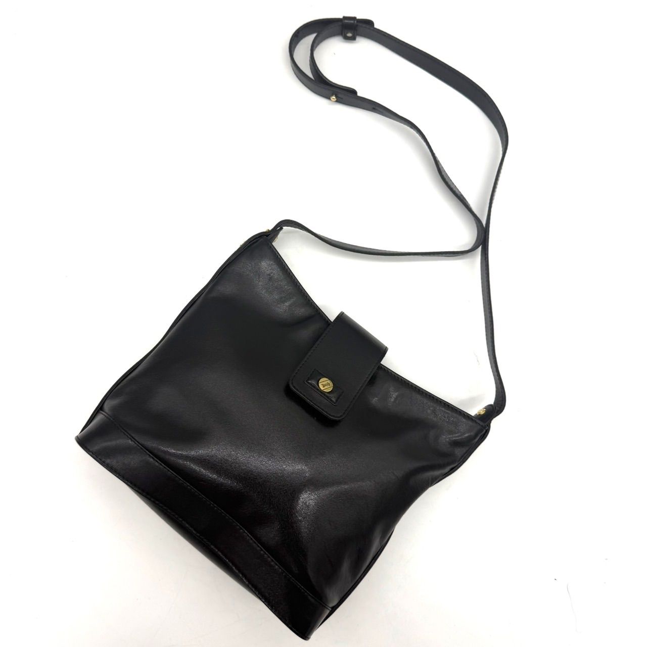 美品】 ゴールドファイル GOLD PFEIL ショルダーバッグ 黒 レザー 