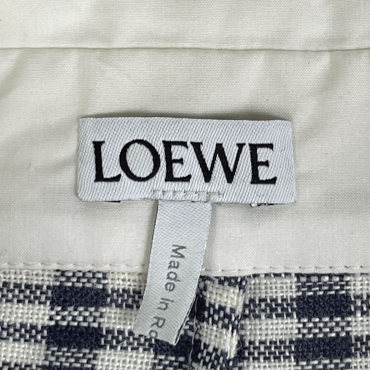 ロエベ LOEWE ギンガムチェック 長袖シャツ トップス ネイビー 