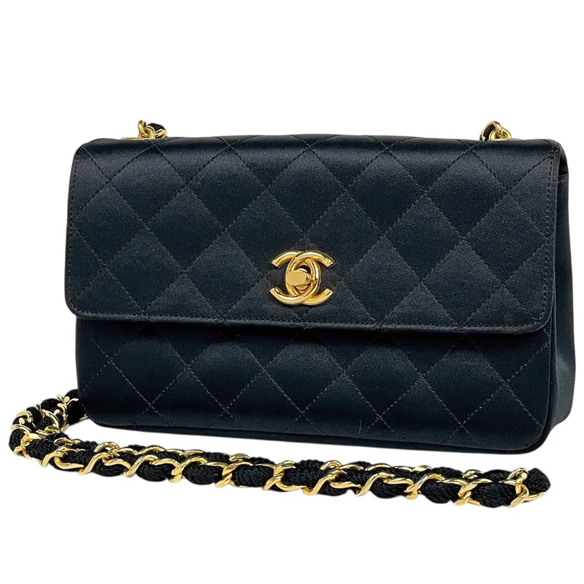 シャネル CHANEL ココマーク チェーン ショルダーバッグ サテン 