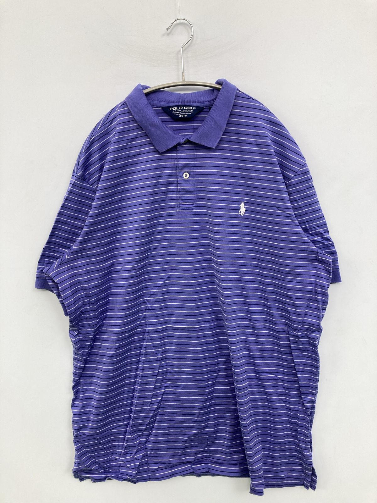 POLO GOLF RALPH LAUREN ポロゴルフラルフローレン ポロシャツ XL パープル ボーダー柄 ワンポイント ブランドロゴ 半袖