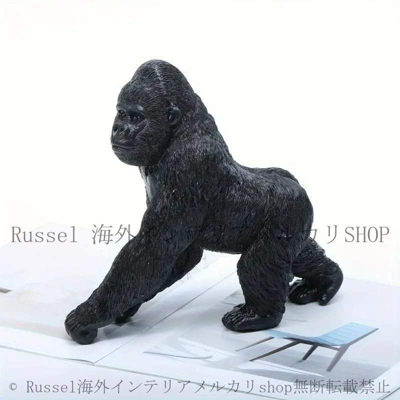 ゴリラ 置物 約33cm 人気 ゴリラ 動物 カフェ　デスク書斎リビング オブジェ 置物 ゴリラ 魅力的 レジン製 樹脂製 リアル 彫刻 お洒落