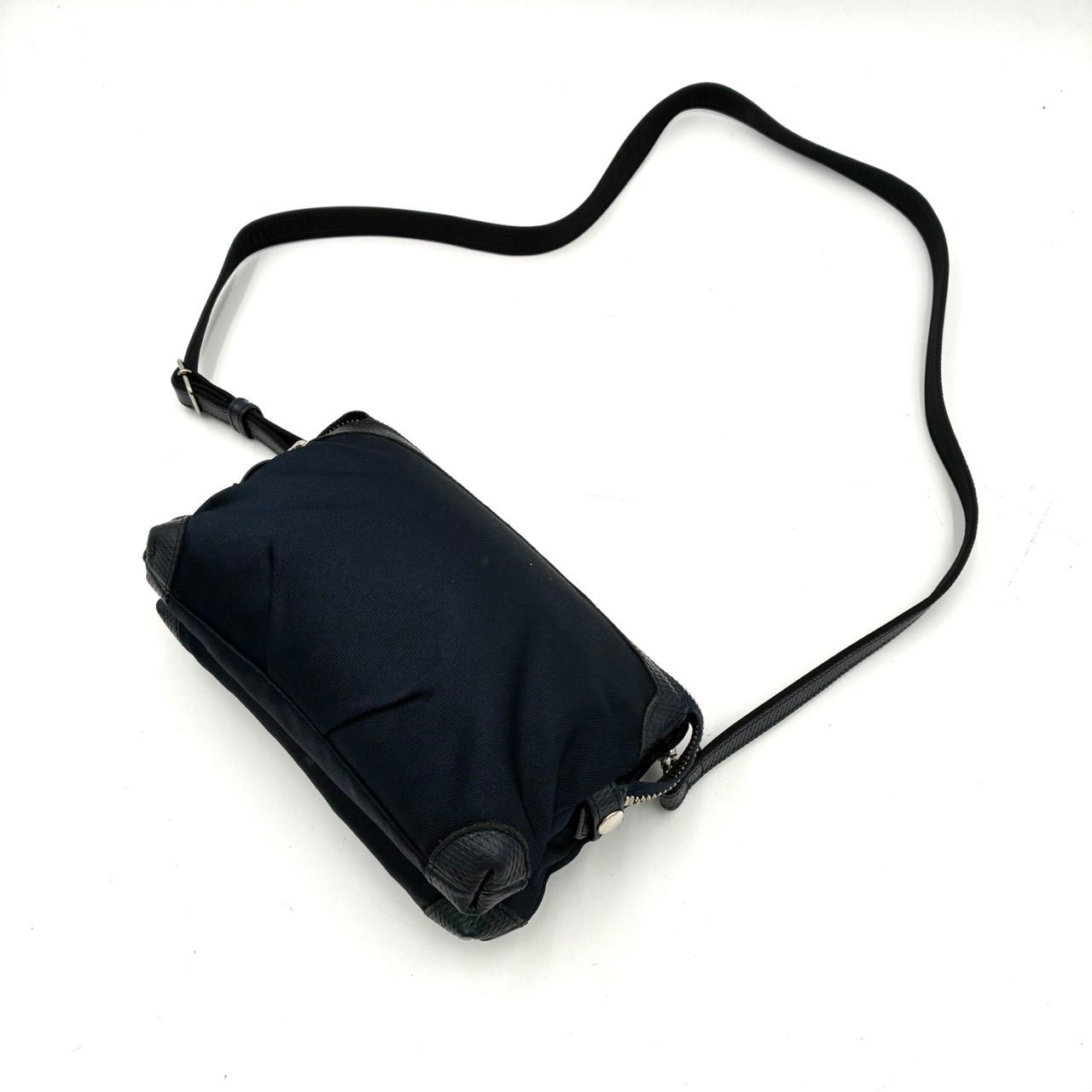 美品】 IBIZA イビザ ショルダーバッグ ナイロン×レザー 濃紺 お財布 
