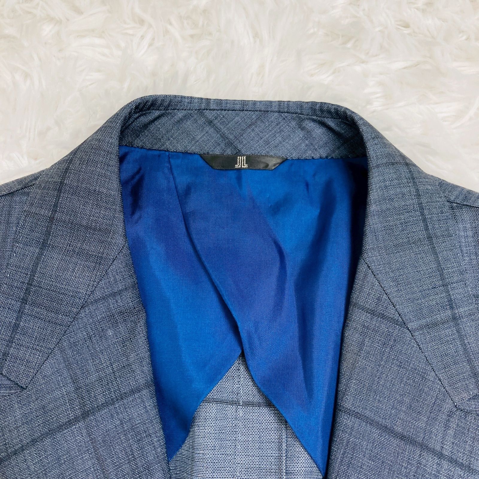 美品【LANVIN】シルク100％ シアサッカー テーラード チェック LANVIN COLLECTION ランバンコレクション ジャケット シルク チェック