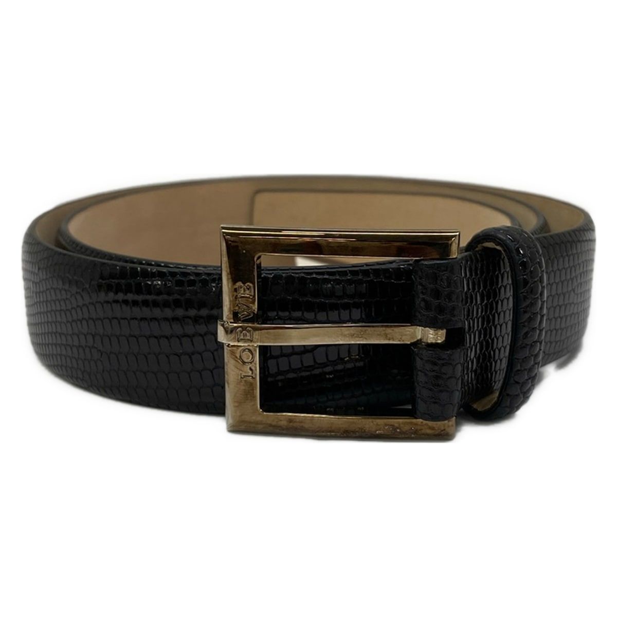 ロエベ ベルト 95/36 美品  - 黒×ゴールド LOEWE - LOEWE ロエベ アナグラムレザーベルト ブラックゴールド