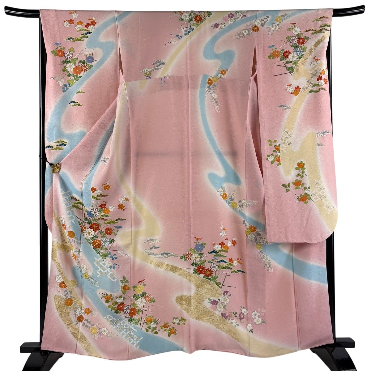 振袖 美品 名品 身丈162cm 裄丈66cm 正絹 【中古】 振袖 身丈162cm 裄丈67cm M 袷 千總 落款 菊 七宝 金糸 金彩 ピンク