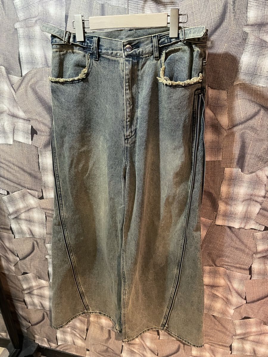 GRANCY】ジップデザイン バギーデニム パンツ 最安✨【GRANCY】ジップ