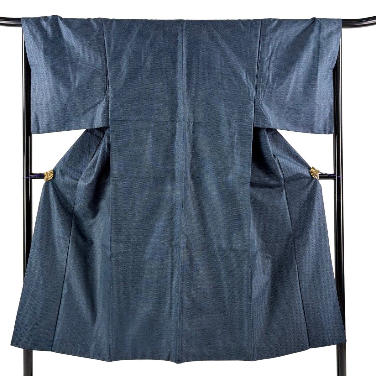 【美品】 男着物 身丈146cm 裄丈65.5cm M 袷 幾何学模様 紺色 正絹 秀品 【中古】