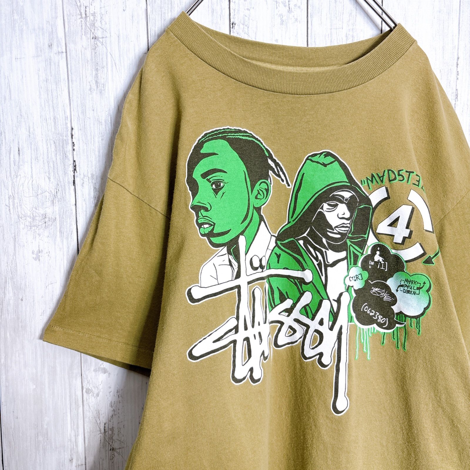 【お宝古着】90s USA製 Vintage 古着 ステューシー OLD STUSSY カーキ 半袖Tシャツ 9,088円