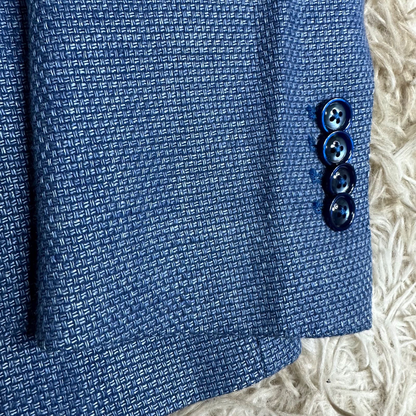 リネン混 TAGLIATORE テーラードジャケット ホップサック ネイビー 48