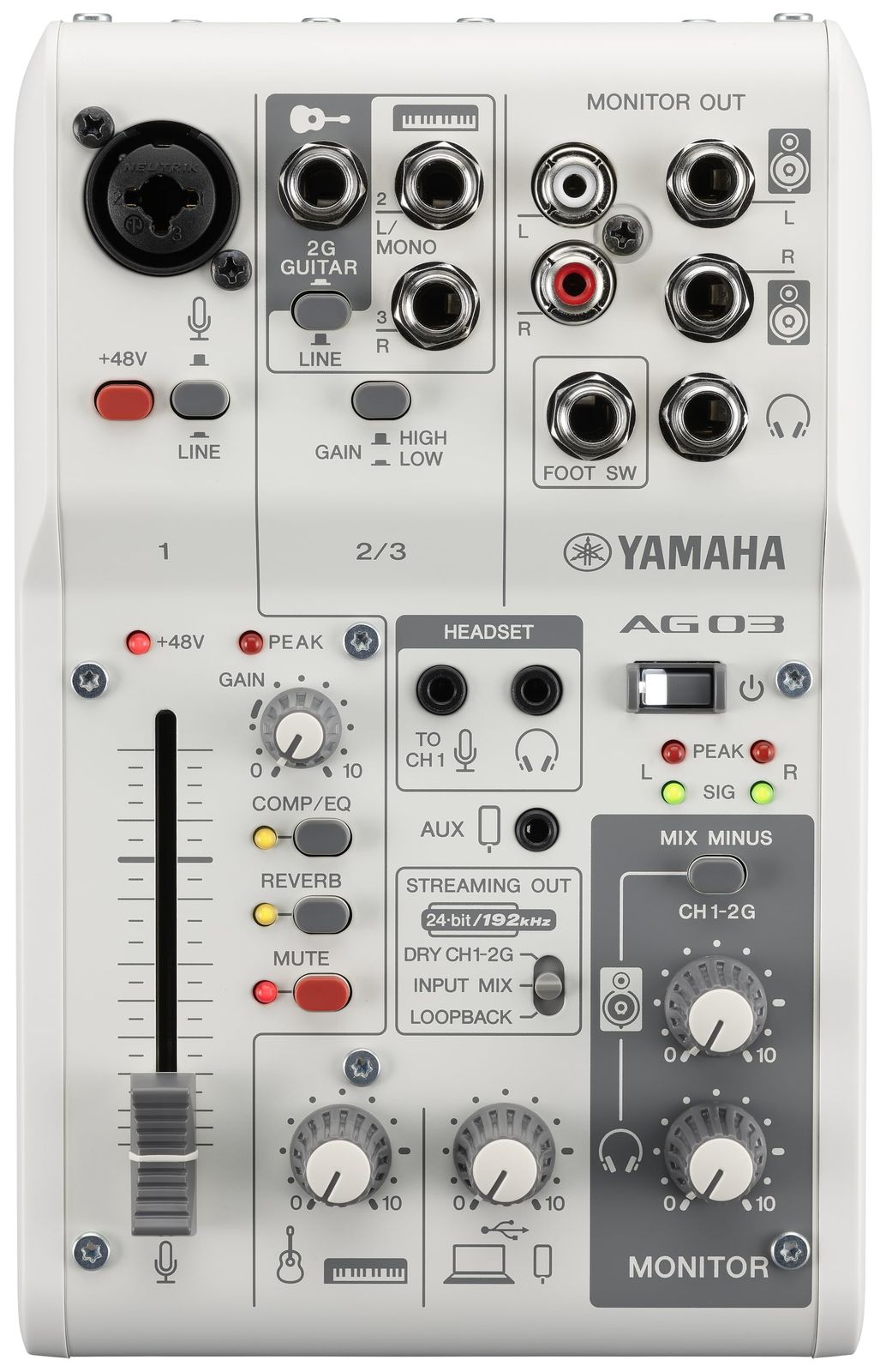 ヤマハ(YAMAHA) ライブストリーミングミキサー 3チャンネル ホワイト