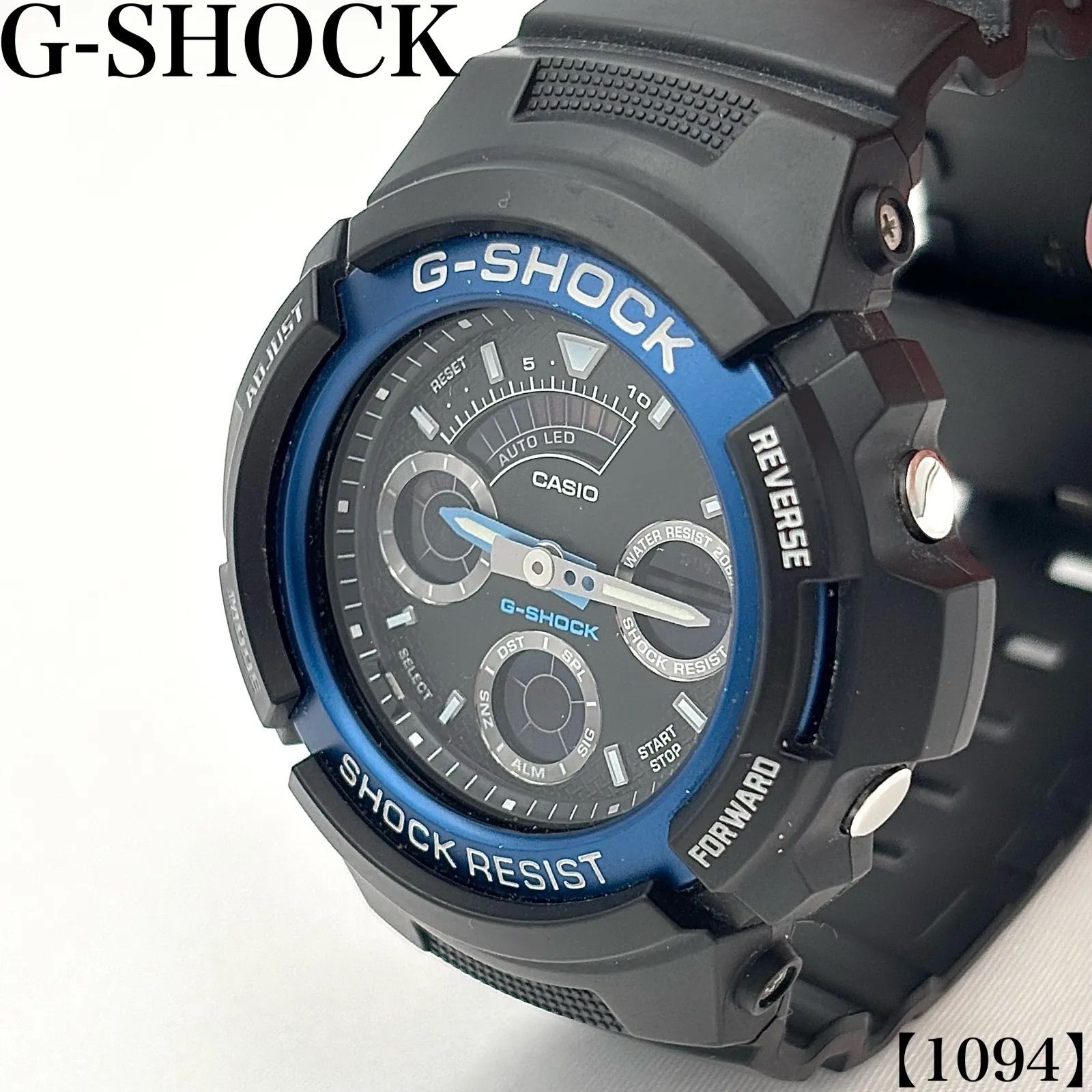 稼働品 Working item カシオ CASIO 腕時計 メンズ Men's クォーツ Quartz G-SHOCK ジーショック アナデジ ブラック ブルー メタルベゼル 防水 カジュアル スポーティ AW-591-2AJF　1094