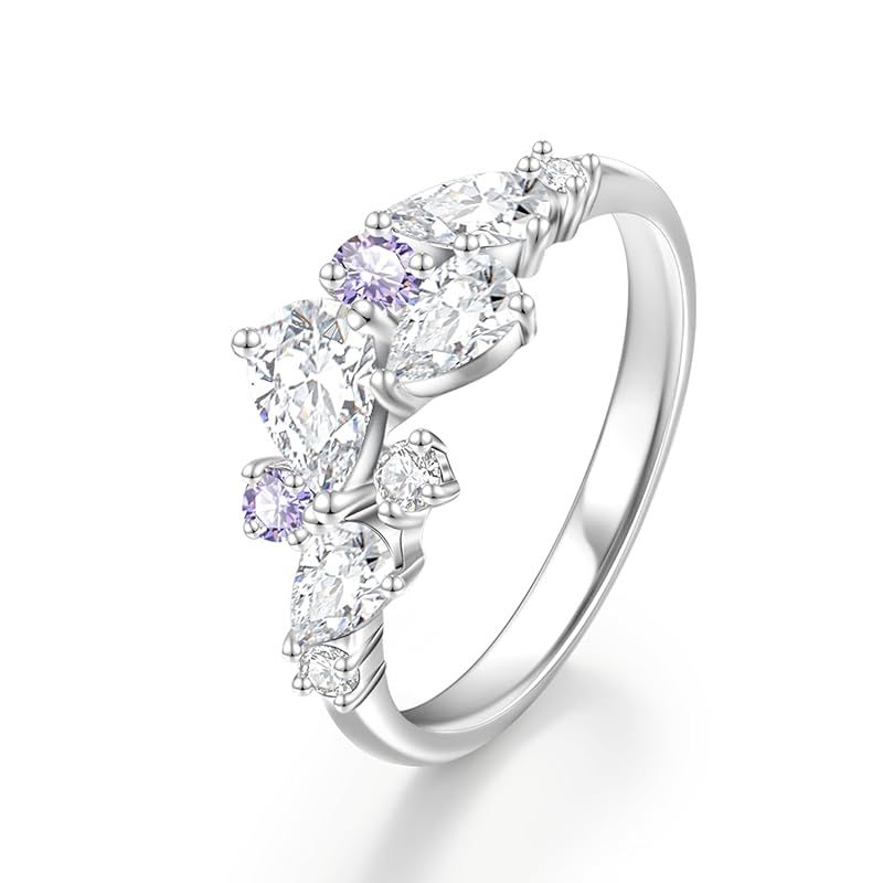 [FANCIME] リング レディース 藤の花 「藤華の雅」 指輪 14号 内周54.5mm 幅2mm 藤 フジ フラワー 花束 最高級ジルコニア 紫 シルバー S925 純銀製 ジュエリー クリスマス 彼女 記念日 誕生日 プレゼント ギフトラッピング付 0
