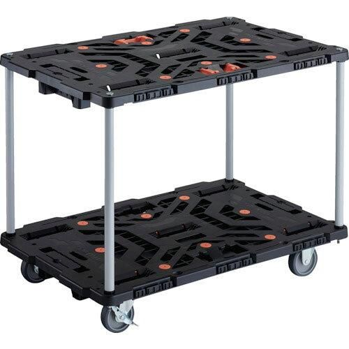 【新品・2営業日で発送】TRUSCO トラスコ中山 TRUSCO 連結式樹脂製2段台車 ビートル 900X600 自在3輪 内2輪ストッパー付 とめたろう付 ハンドルなし (BT920J3S2E100T 8000)