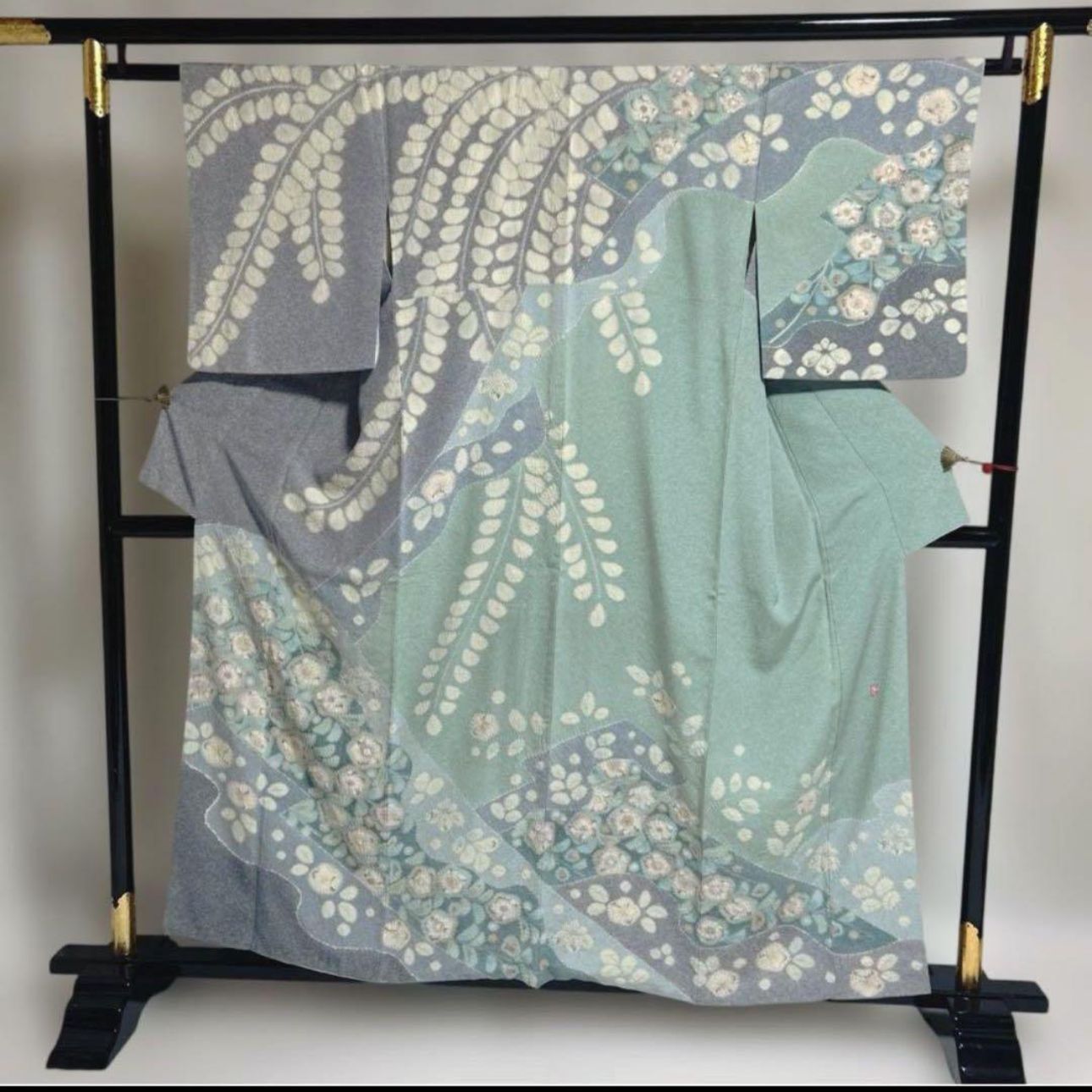 極上美品 作家物 辻ヶ花訪問着フルセット 青藤色 正絹 袋帯付 格上の 