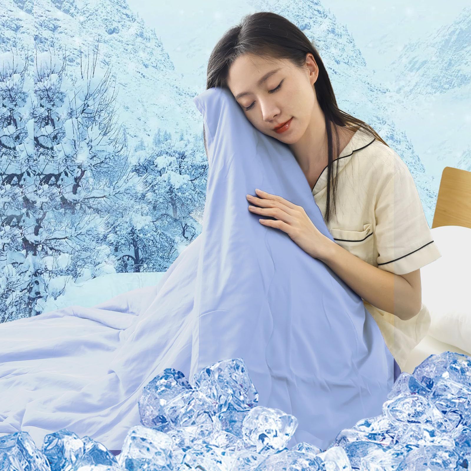 LUCKINSLEEP 掛け布団 シングル【帝人+光触媒二重抗菌】冷感 Q-MAX0.52 CICA保湿超柔らか 雲に包まれる 夏用 肌掛け 布団 軽量 スムースニット 抗菌防臭防ダニ リバーシブル 春夏秋用 フィットキルト キルトケット 洗濯機で洗える (1