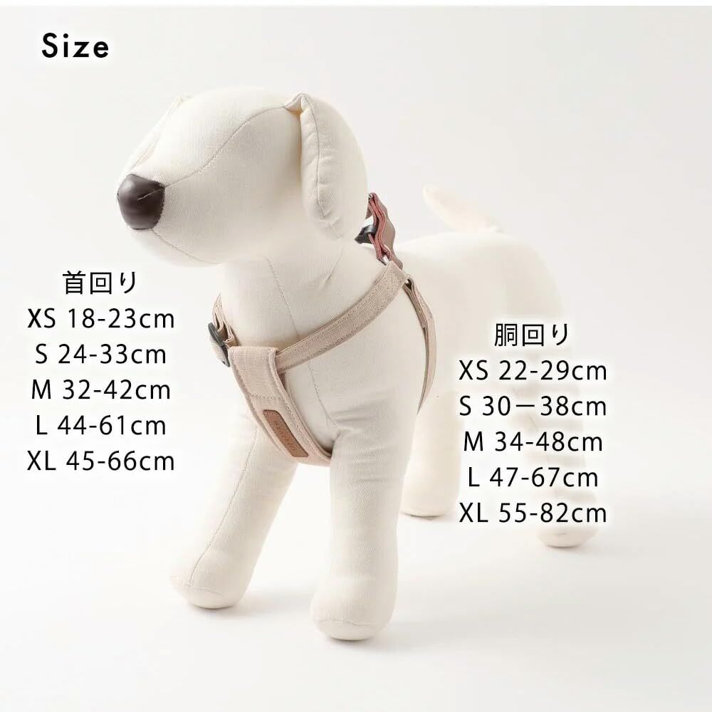 monch?ri モンシェリ [レザー×リネンハーネス] 犬 ハーネス 小型犬 (L/ベージュ) サイズ調節可能 ワンタッチ 着脱簡単 犬用 お散歩 お出かけ｜お散歩グッズ