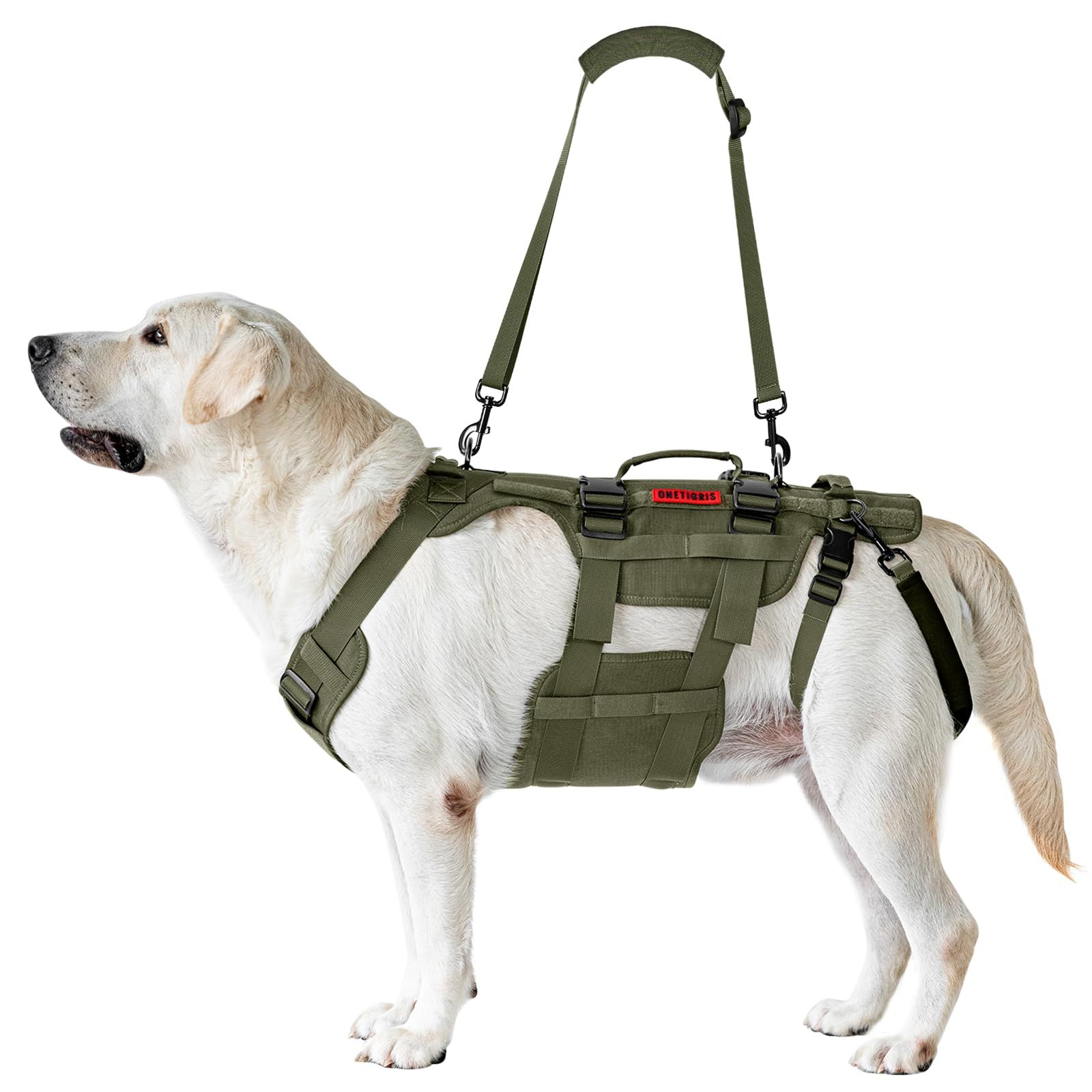 OneTigris ハーネス 犬 介護 歩行補助 介護ハーネス犬 介護用品 お散歩 訓練 調整可能 胴体用 1000Dメッシュナイロン 高い通気性 安定性 引っ張り防止 脱着簡単 張力分散 中、大型犬 D ringと３つハンドル付き 年を取った/快復中 後ろ足