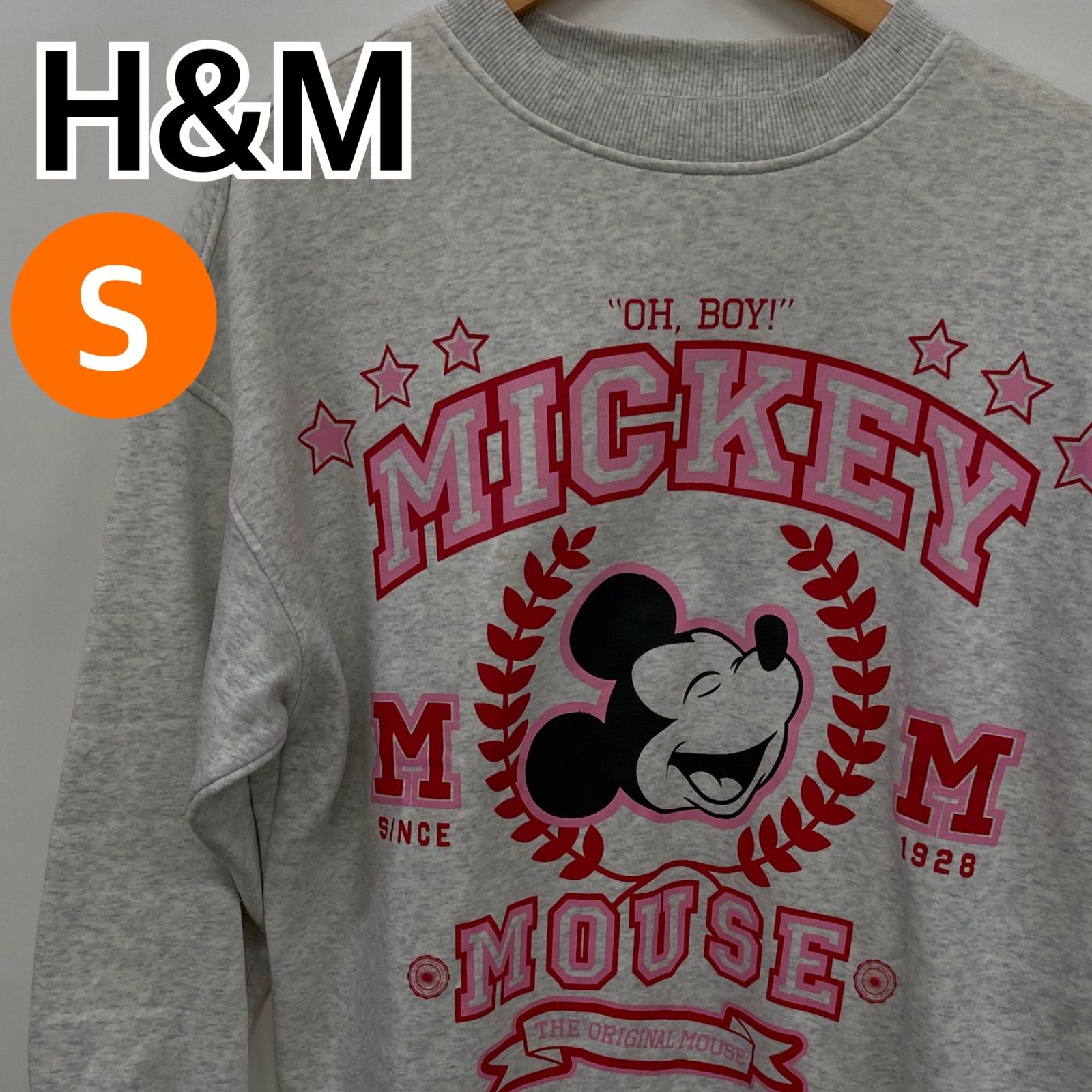 H&M エイチアンドエム トップス 長袖 トレーナー ミッキーマウス グレー レディース Sサイズ 【CT2804】