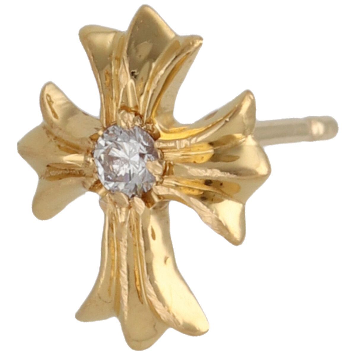 【中古】 CHROME HEARTS クロムハーツ クロス スタッド ピアス 22K ダイヤモンド ゴールド イヤリング 1PD 25038929 RS