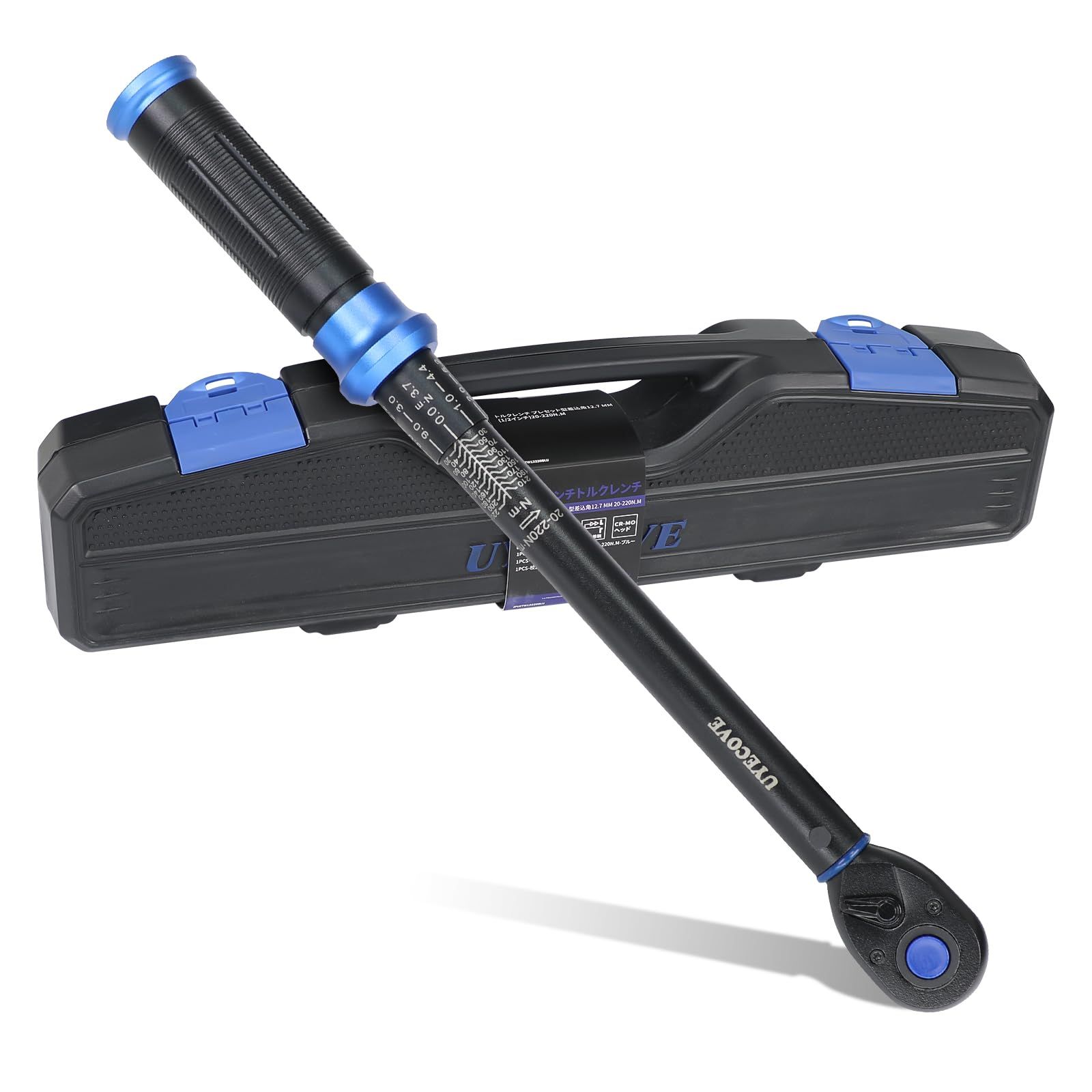 UYECOVEトルクレンチ 車 プレセット型 差込角12.7 mm (1/2インチ) 20-220N.m タイヤ交換 バイク用 自動車 エンジン 作業工具 オートバイ 機械の整備 高精度 ±3％ ダブル目盛り 左右回転 短い 72ギア 5°送り角 快 国内発送