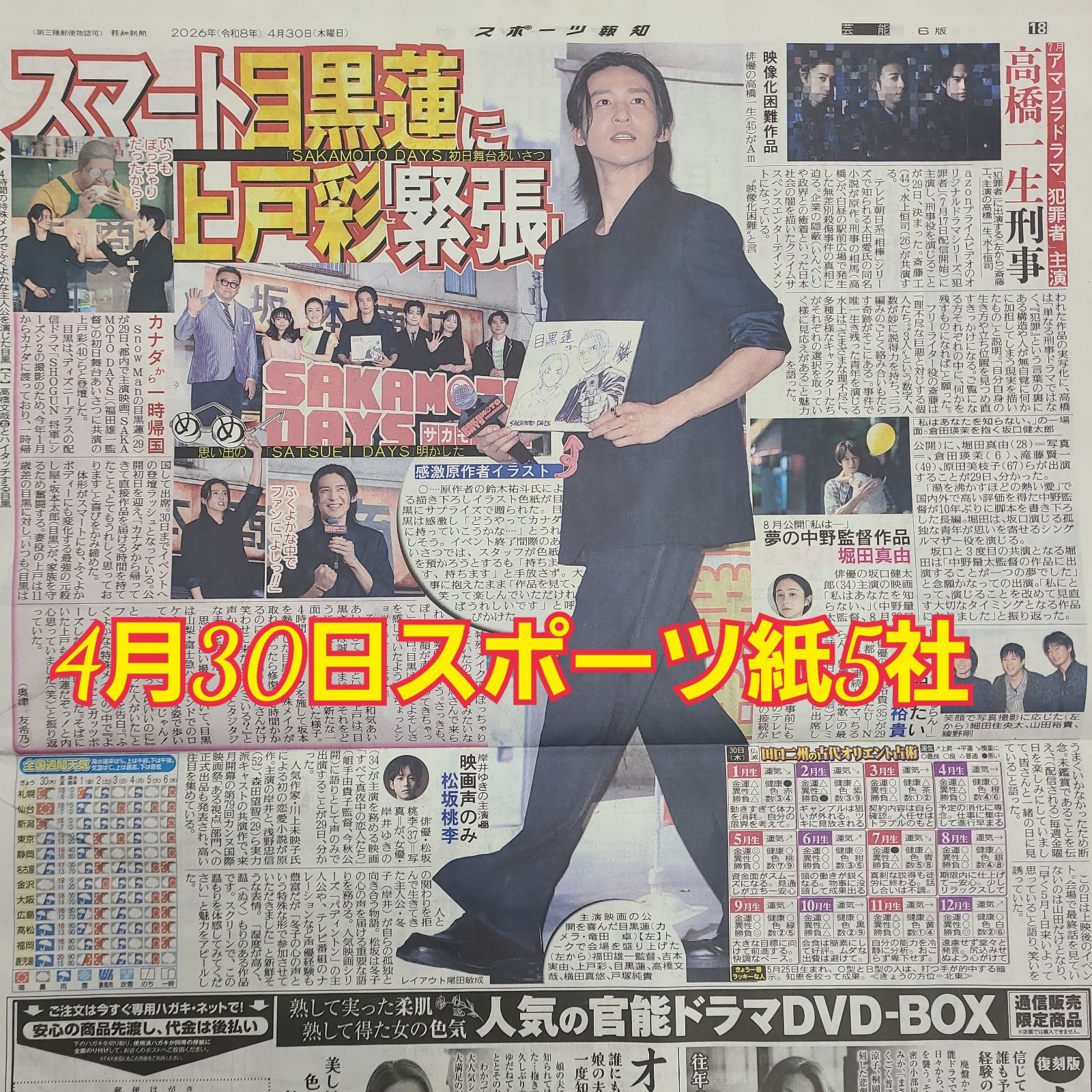 送料込み　安心匿名配送　臼 匿名配送！送料込み！ 4月30日 朝刊 スポーツ紙全5社 - メルカリ